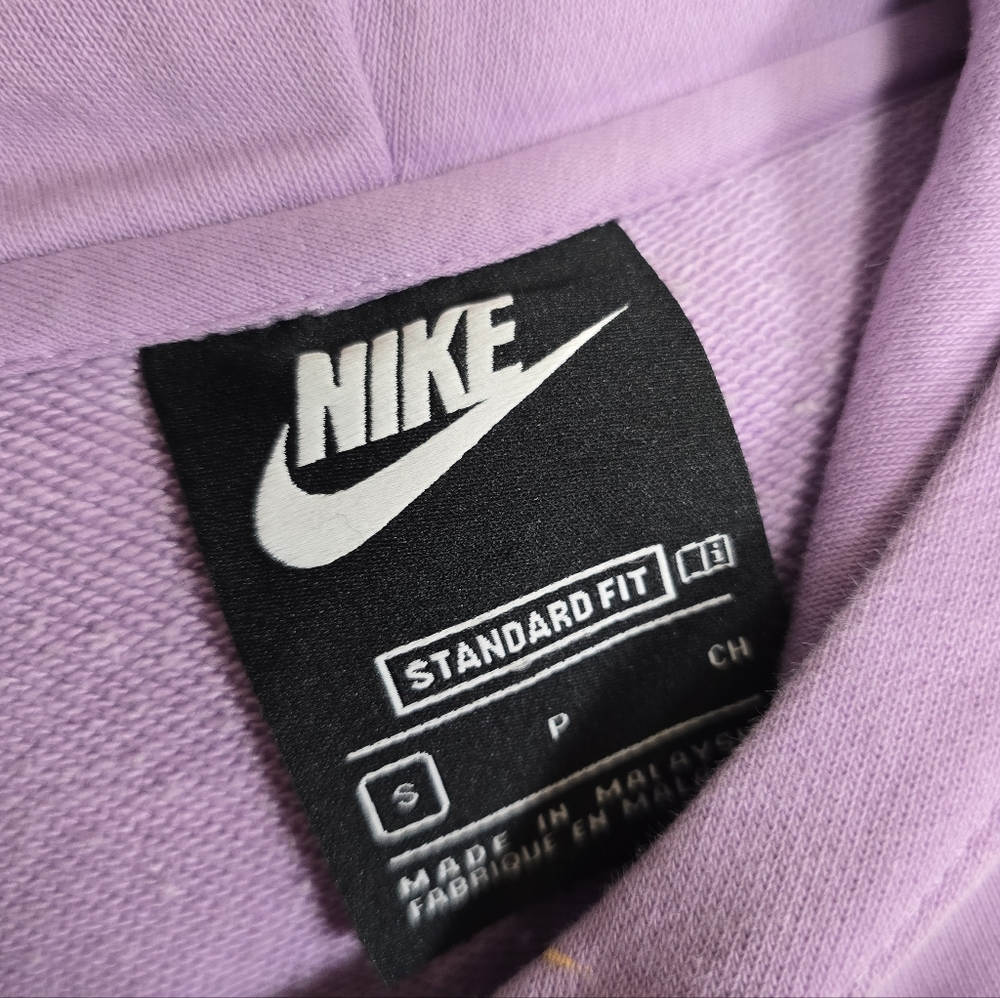 Nike Kids Girls Purple Cropped Hoodie with Peach Swooshes Size Small - Picture 3 of 6